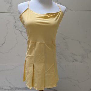 Abercrombie&Fitch Yellow Women's Pleated Traveler Mini Dress